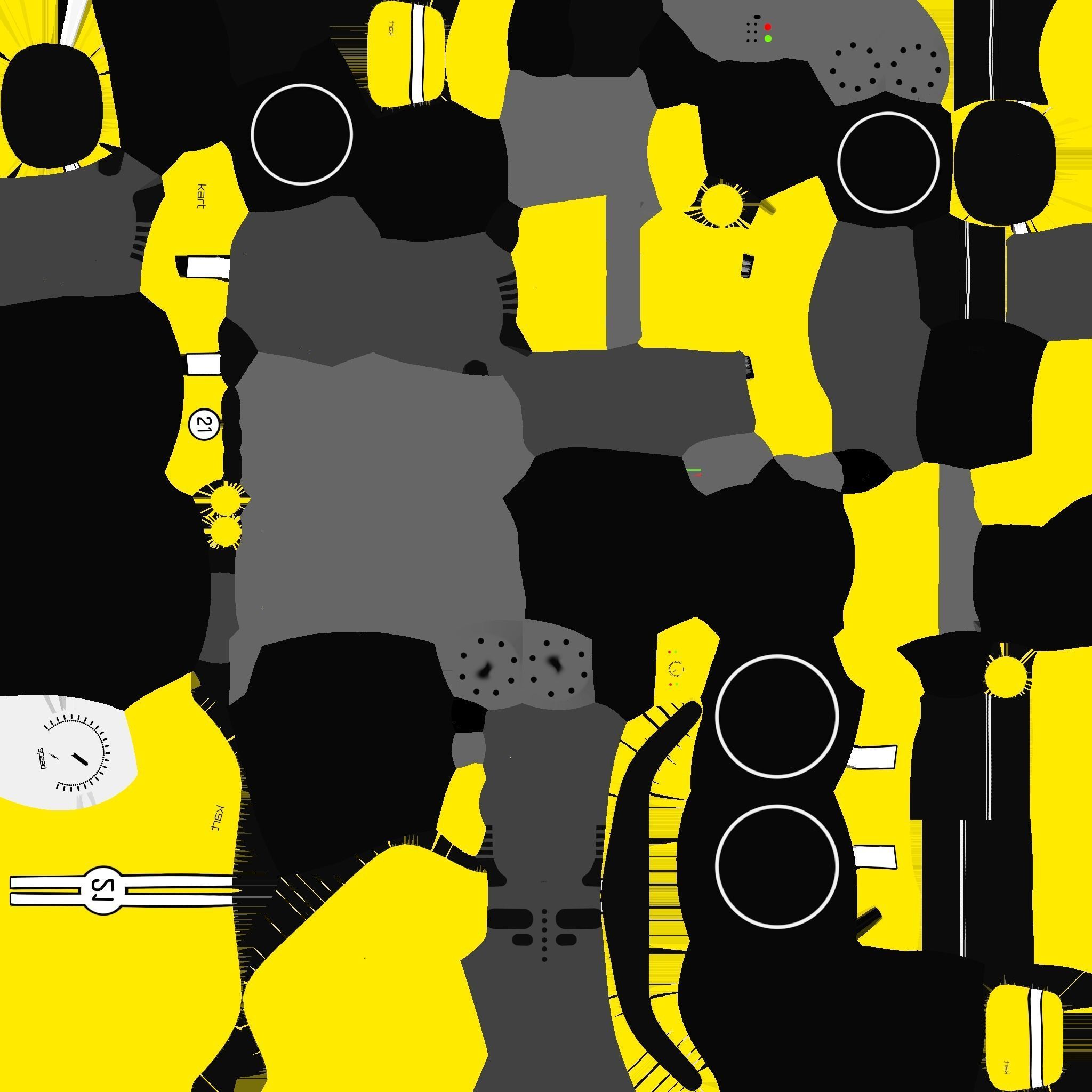 Cartoon Kart D03 Yellow - Vehicle Racing Design Low-poly 3D model_20