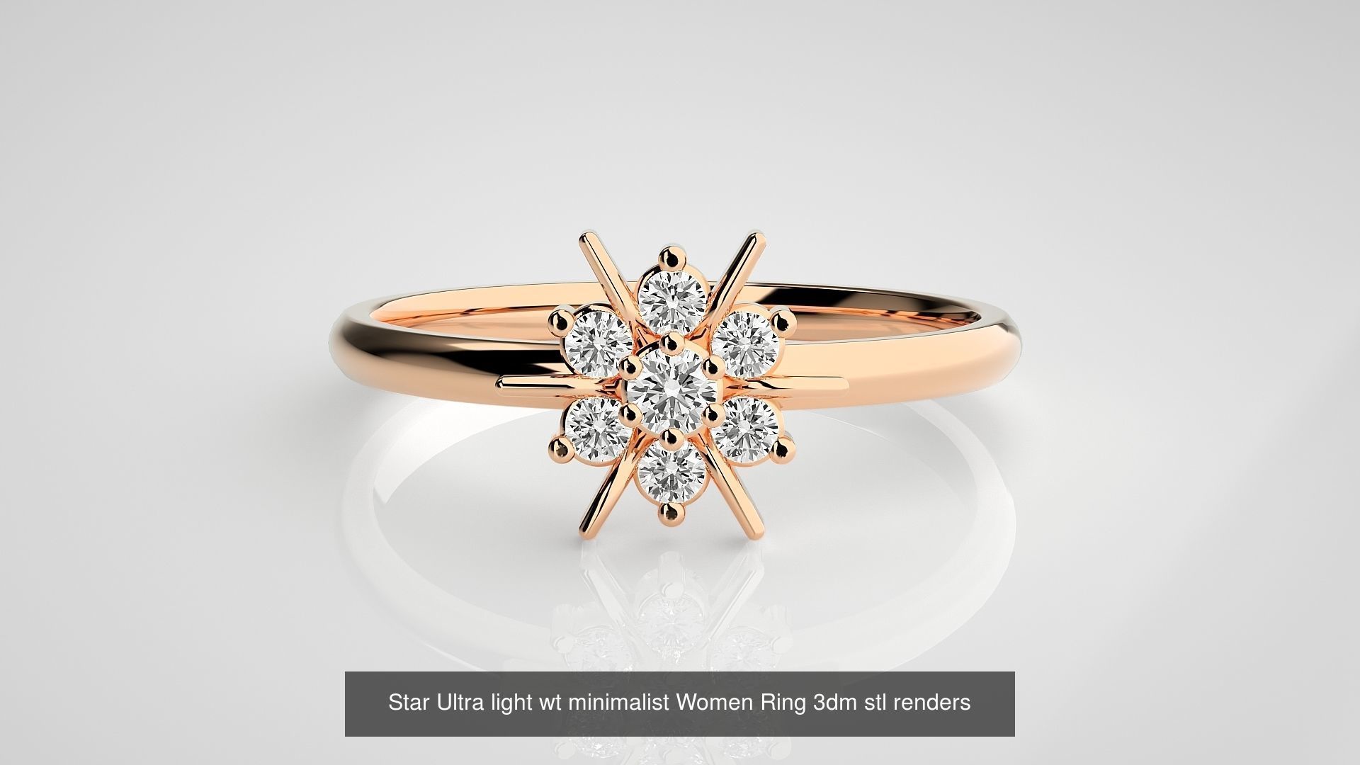 9 Star Ultra light wt minimalist Women Ring 3dm stl renders 3D Model Collection_5
