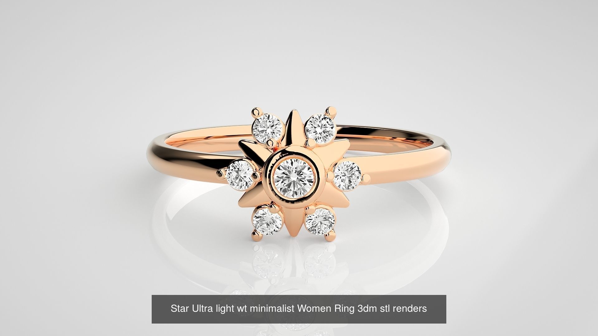 9 Star Ultra light wt minimalist Women Ring 3dm stl renders 3D Model Collection_4