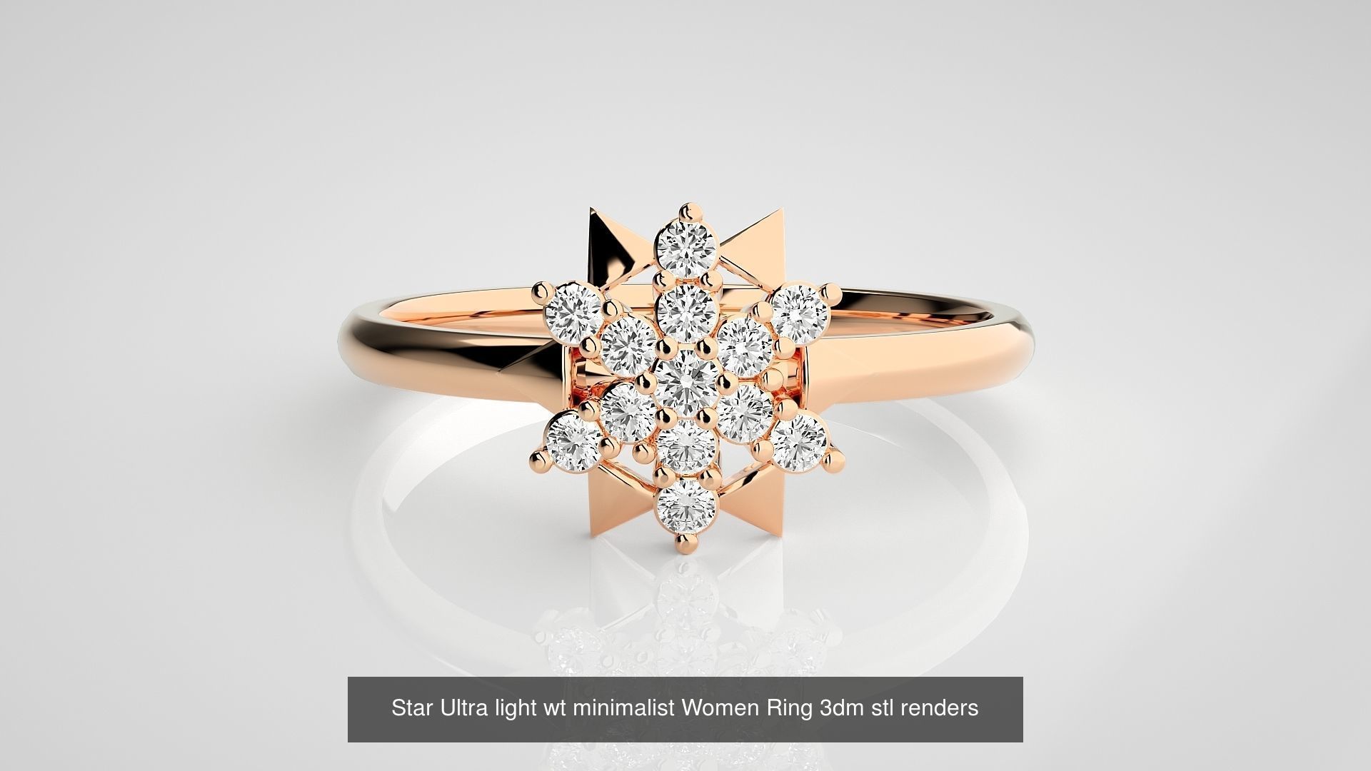9 Star Ultra light wt minimalist Women Ring 3dm stl renders 3D Model Collection_1