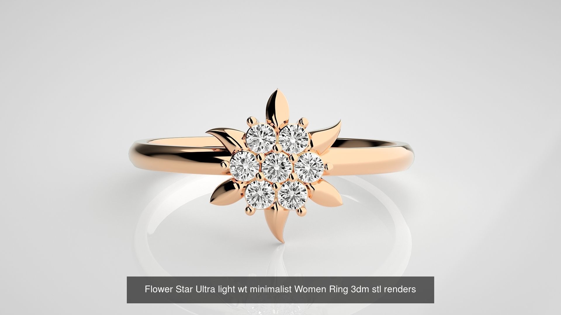 9 Star Ultra light wt minimalist Women Ring 3dm stl renders 3D Model Collection_6