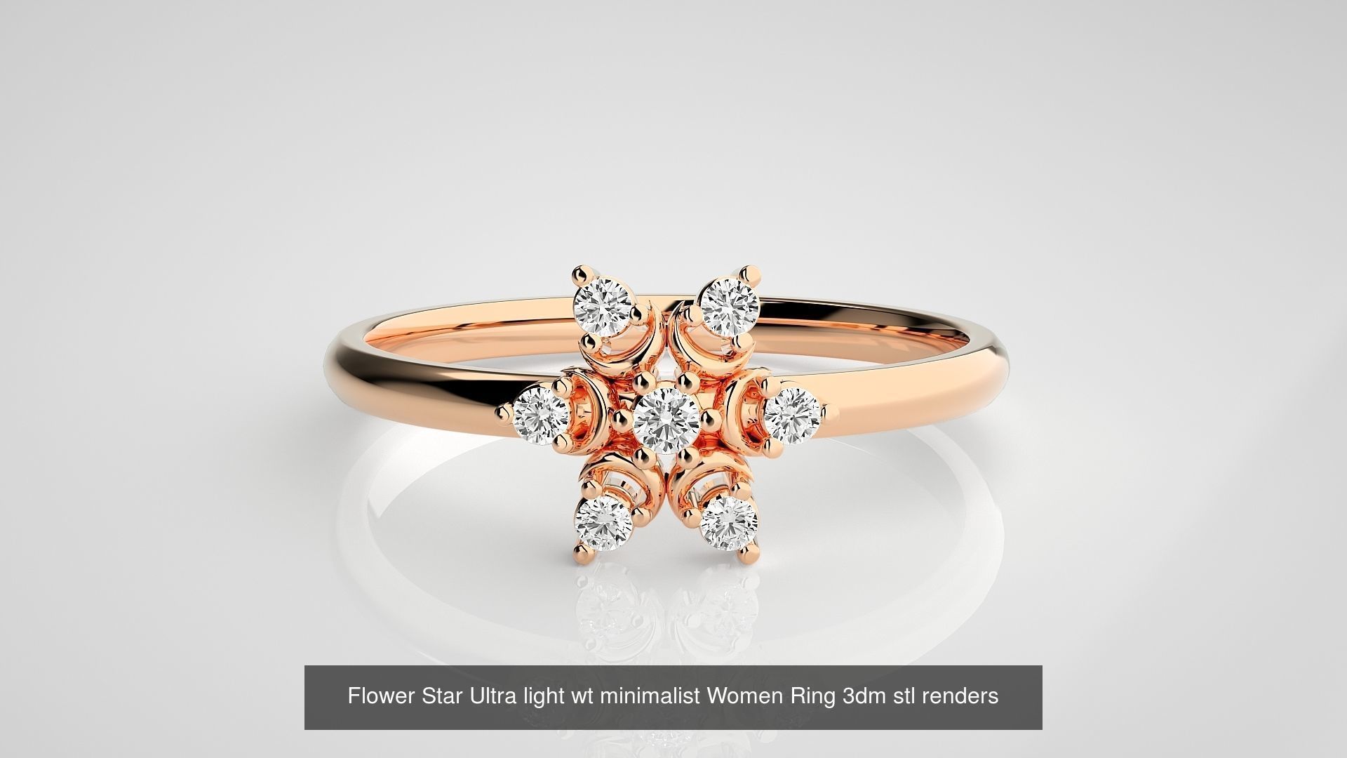 9 Star Ultra light wt minimalist Women Ring 3dm stl renders 3D Model Collection_8