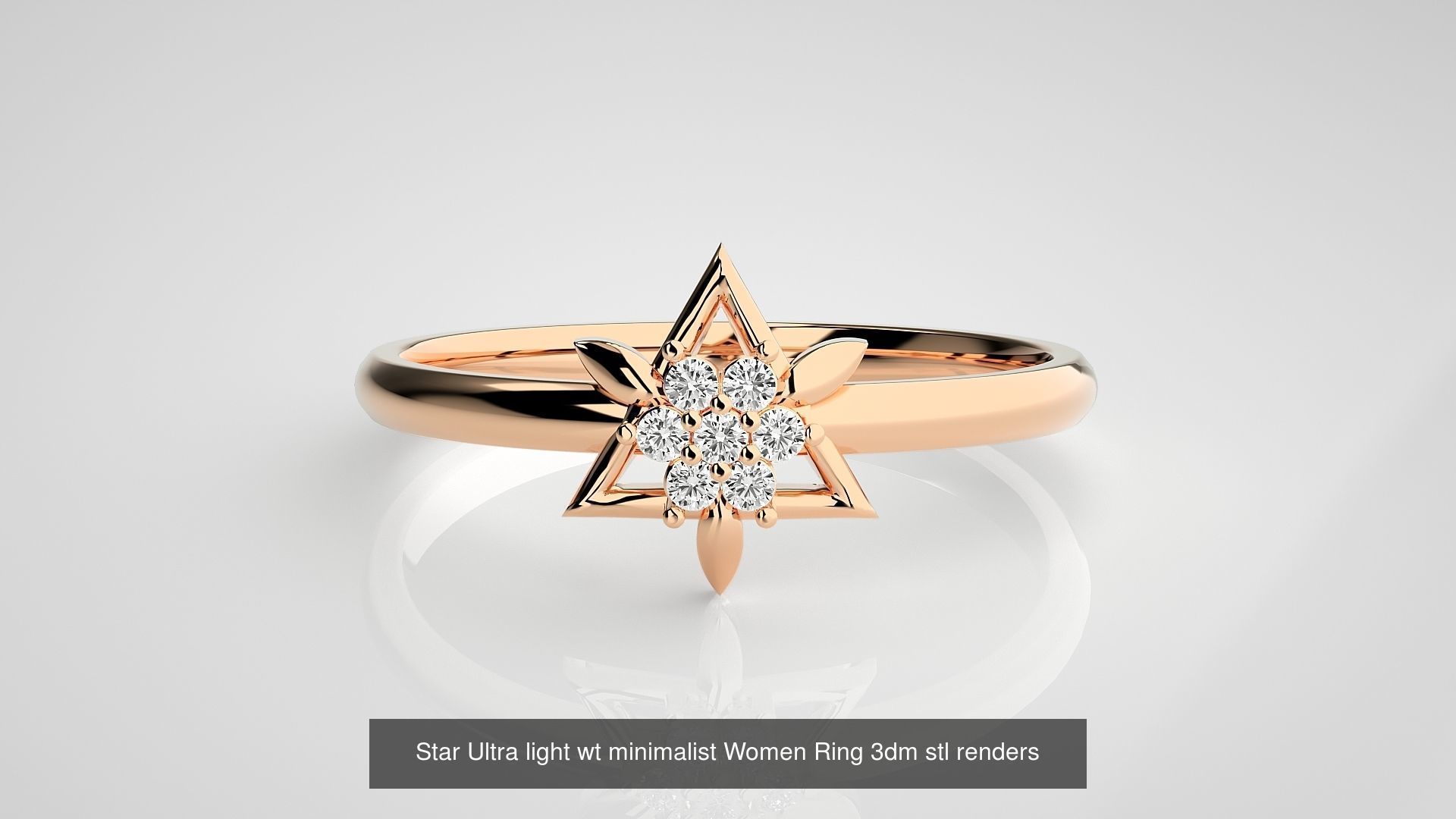 9 Star Ultra light wt minimalist Women Ring 3dm stl renders 3D Model Collection_7