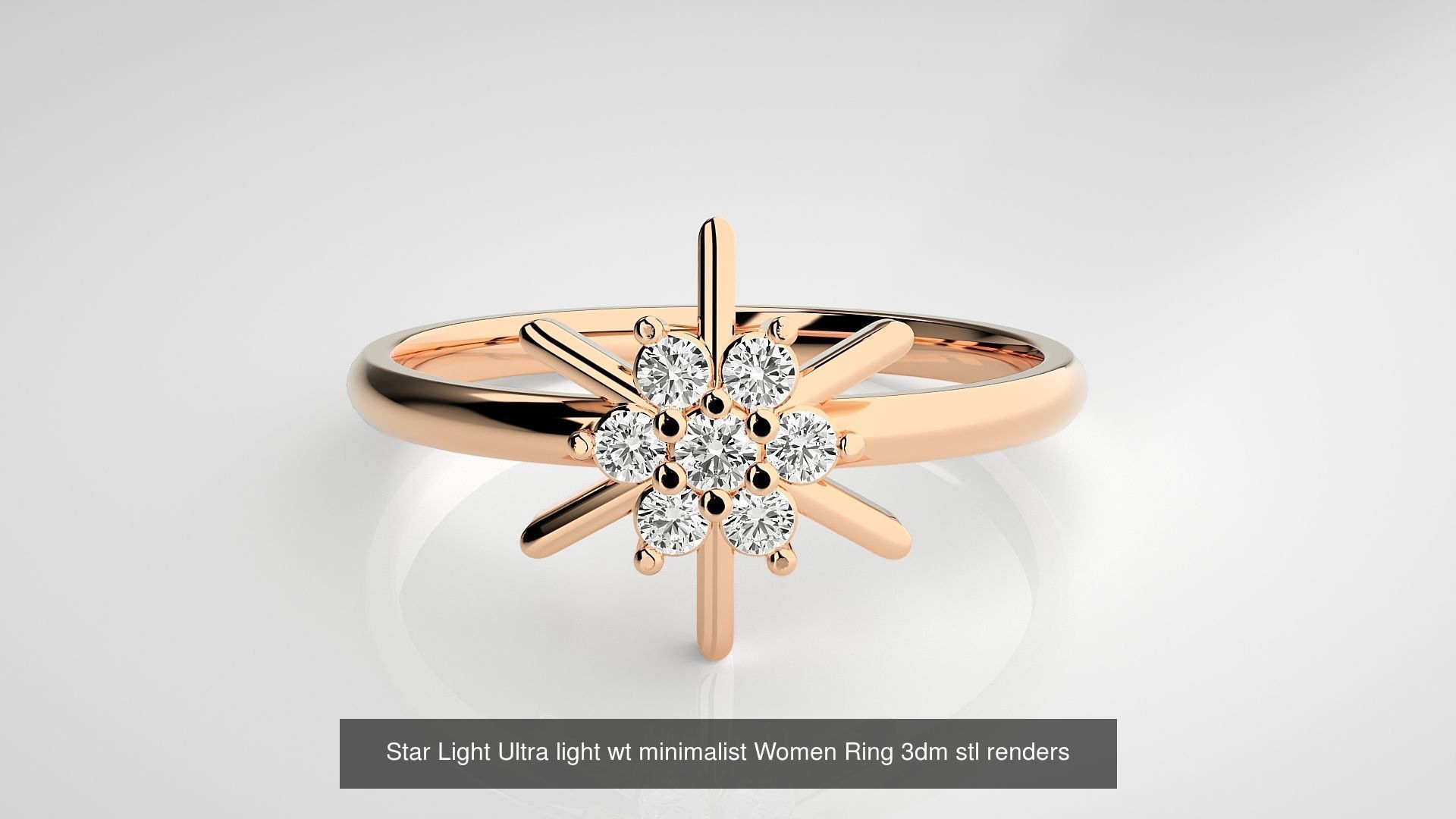 9 Star Ultra light wt minimalist Women Ring 3dm stl renders 3D Model Collection_3