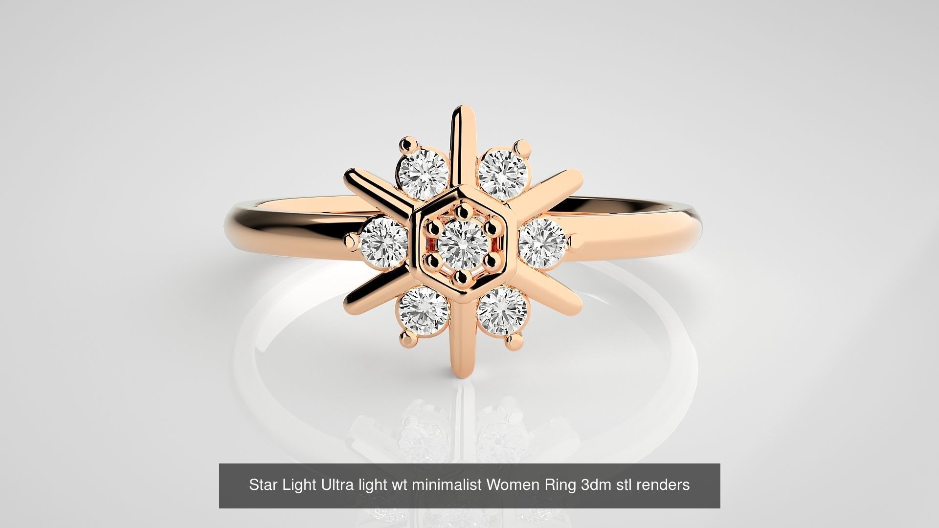 9 Star Ultra light wt minimalist Women Ring 3dm stl renders 3D Model Collection_2