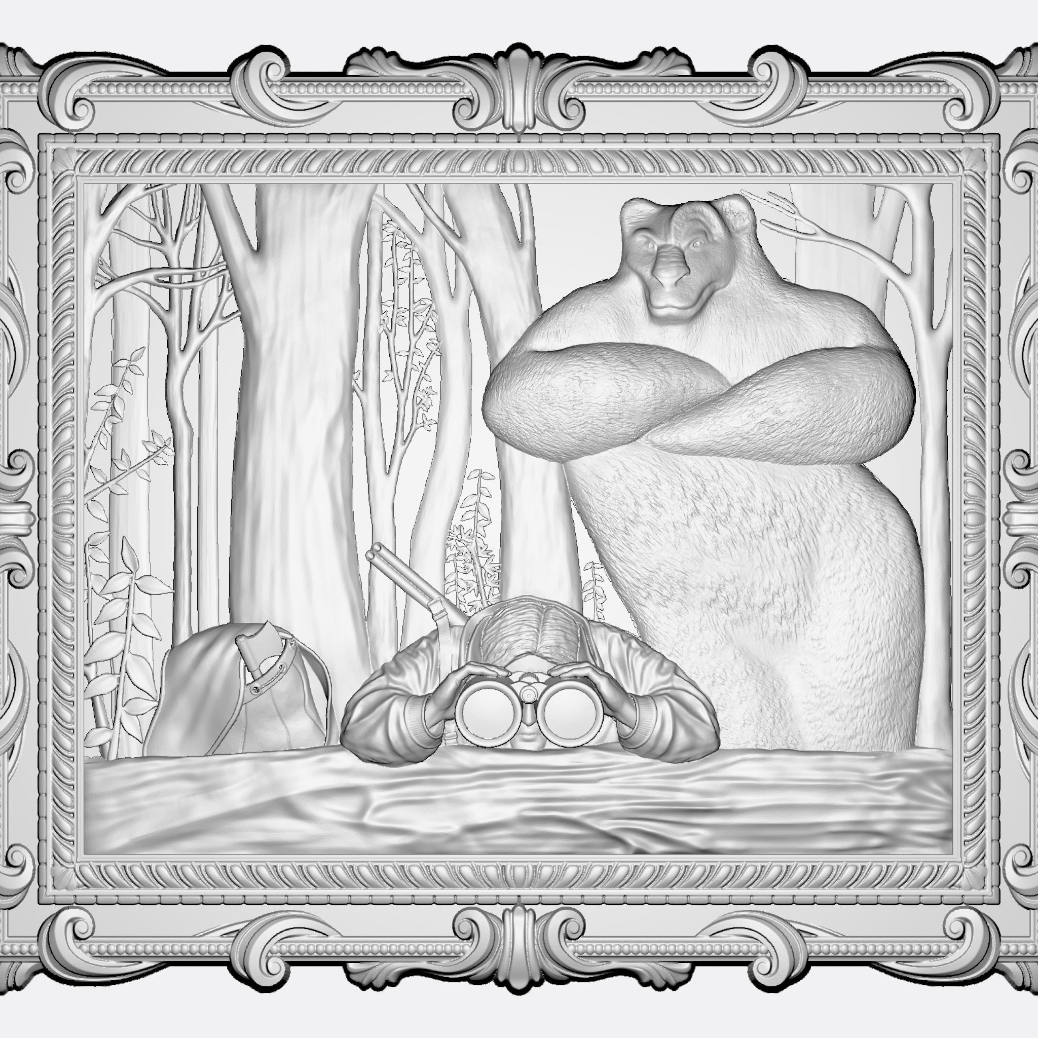 BEAR HUNTER RELIEF 3D model_2