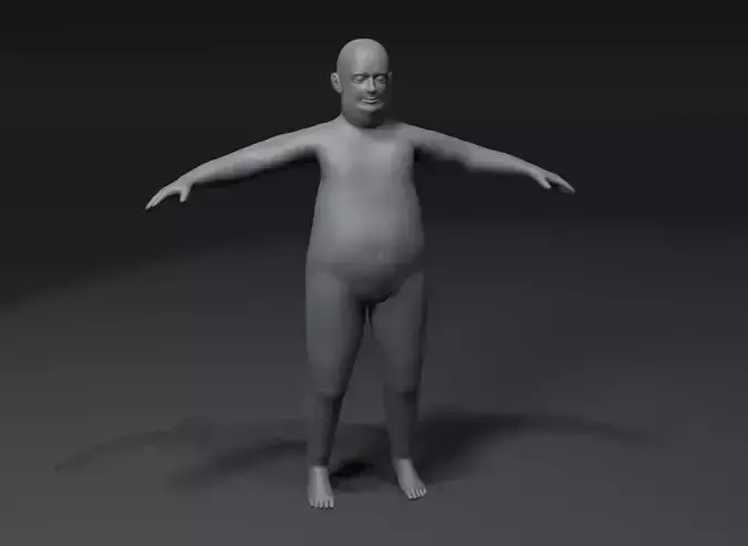 Fat Boy Kid Body Base Mesh Animated and Rigged 3D Model 20k Poly Low-poly 3D model