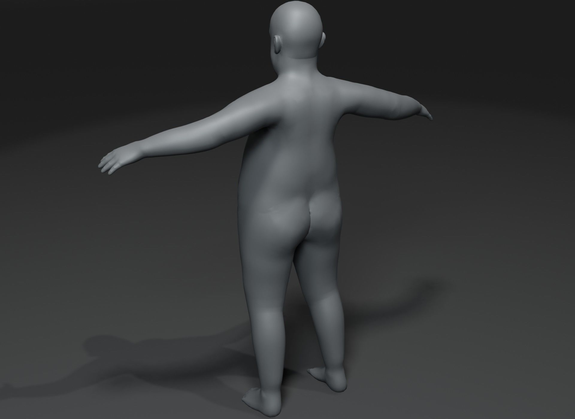 Fat Boy Kid Body Base Mesh Animated and Rigged 3D Model 20k Poly Low-poly 3D model_8