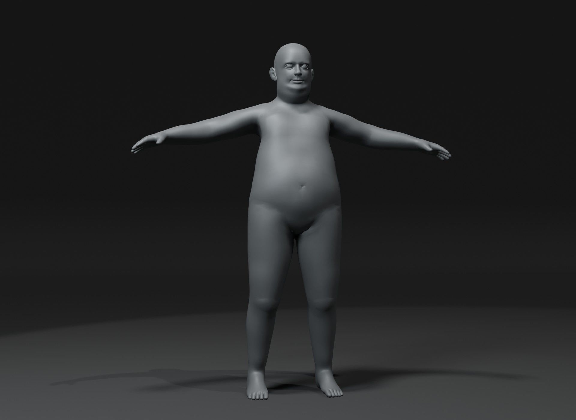 Fat Boy Kid Body Base Mesh Animated and Rigged 3D Model 20k Poly Low-poly 3D model_6