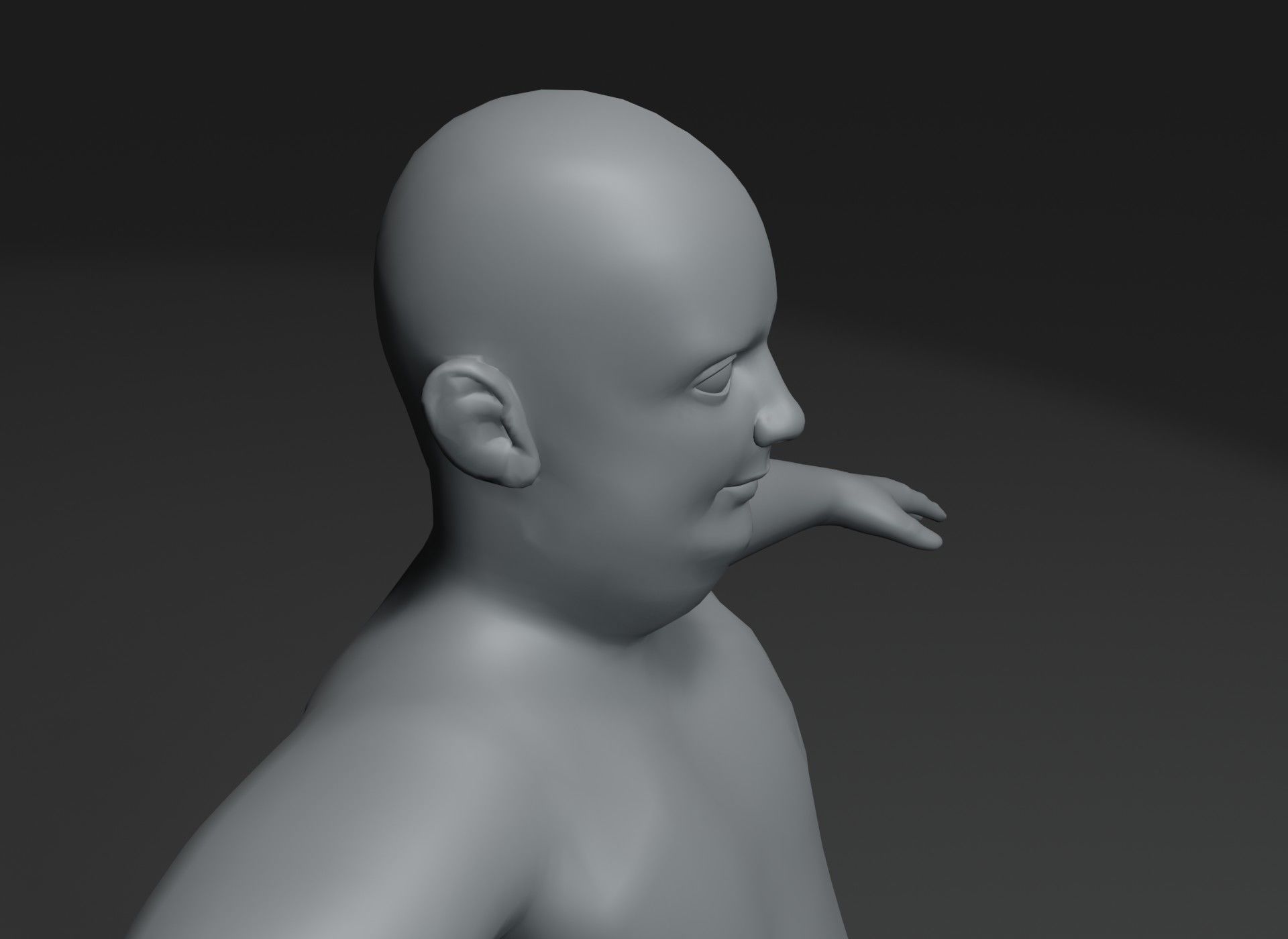 Fat Boy Kid Body Base Mesh Animated and Rigged 3D Model 20k Poly Low-poly 3D model_17