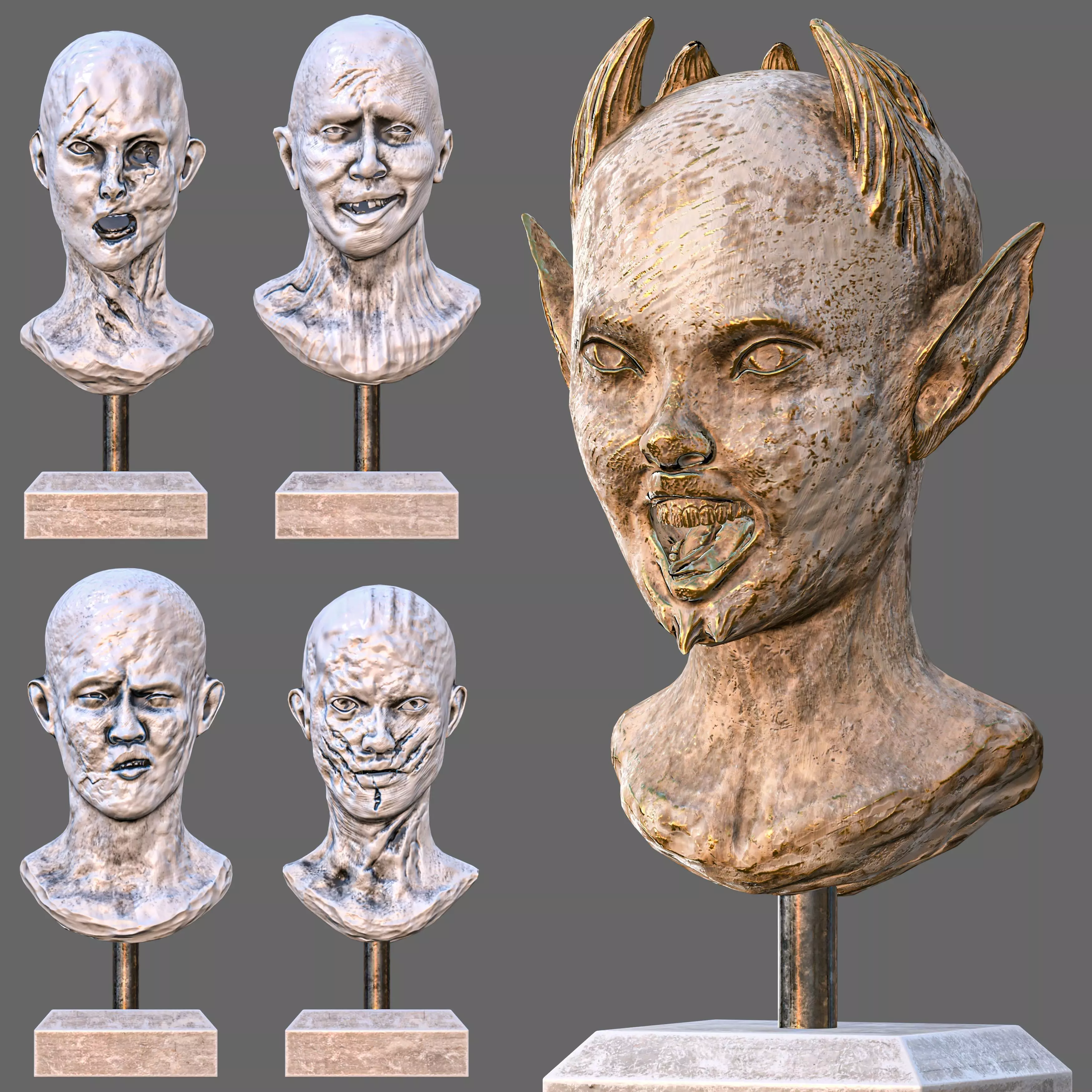 Head Sculpture Set Vol 01 Low-poly 3D model