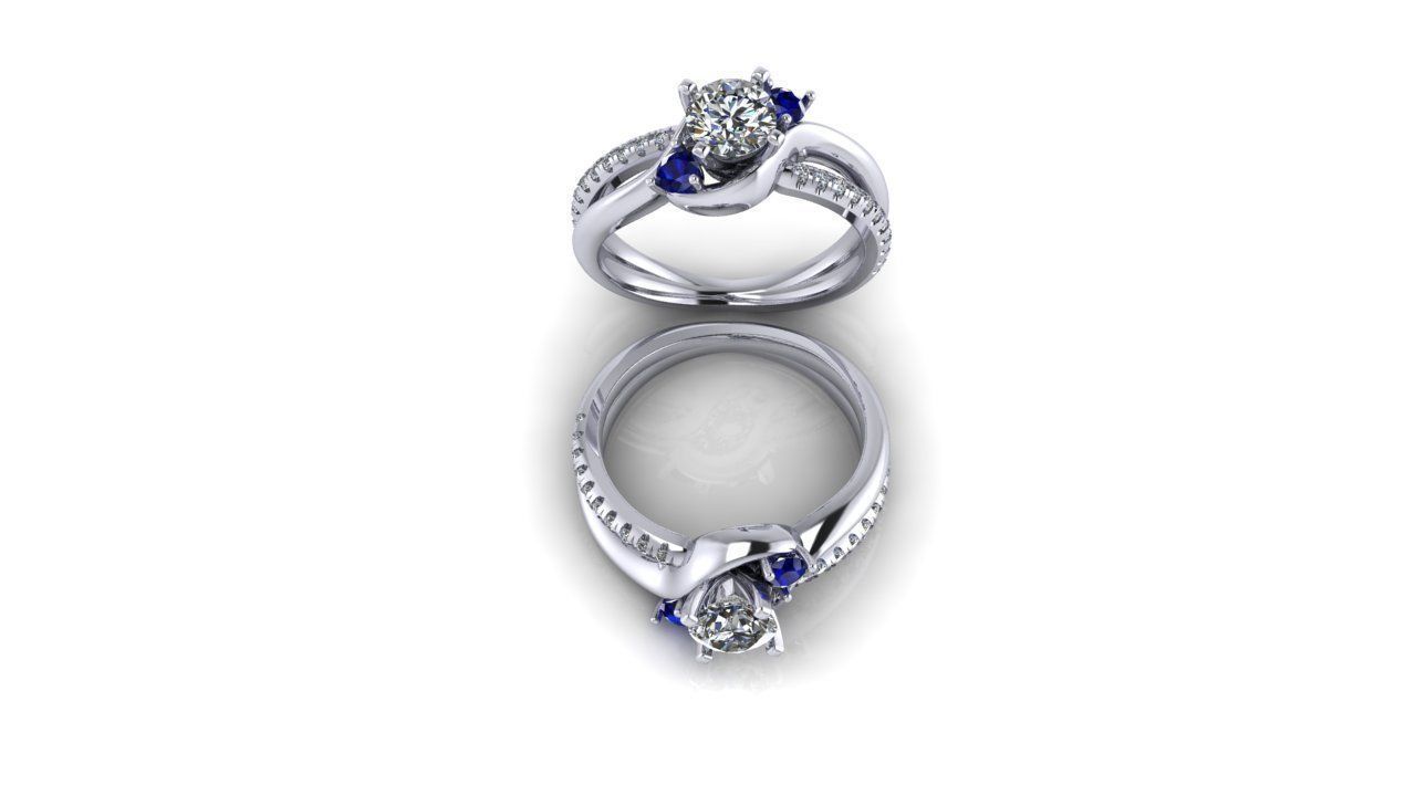 Bypass Engagement Ring Low-poly 3D model_4