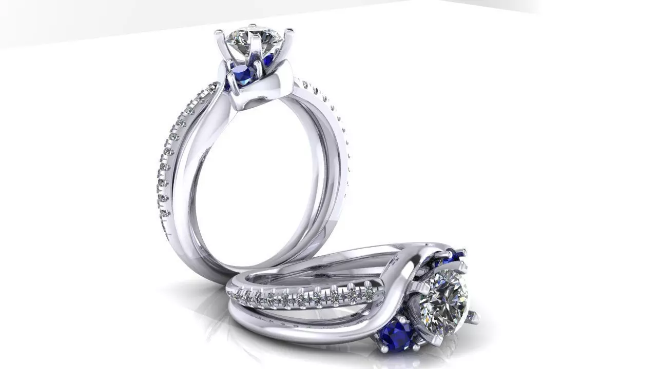 Bypass Engagement Ring Low-poly 3D model_0