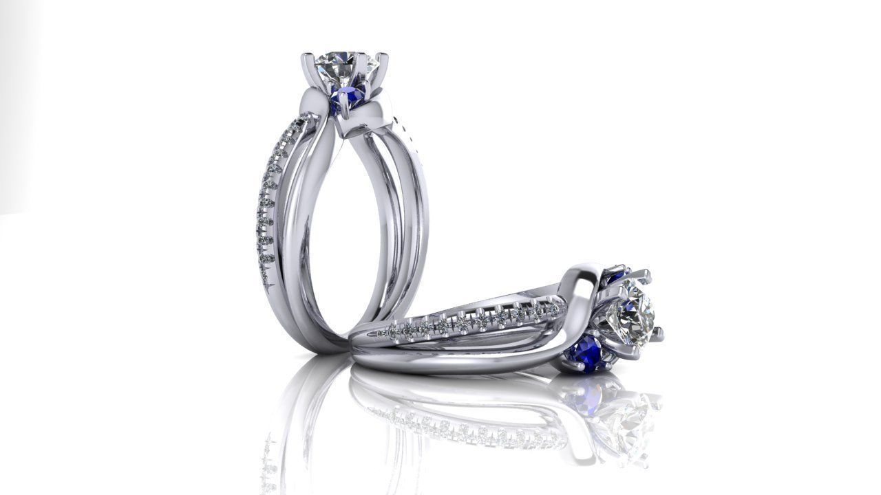 Bypass Engagement Ring Low-poly 3D model_3