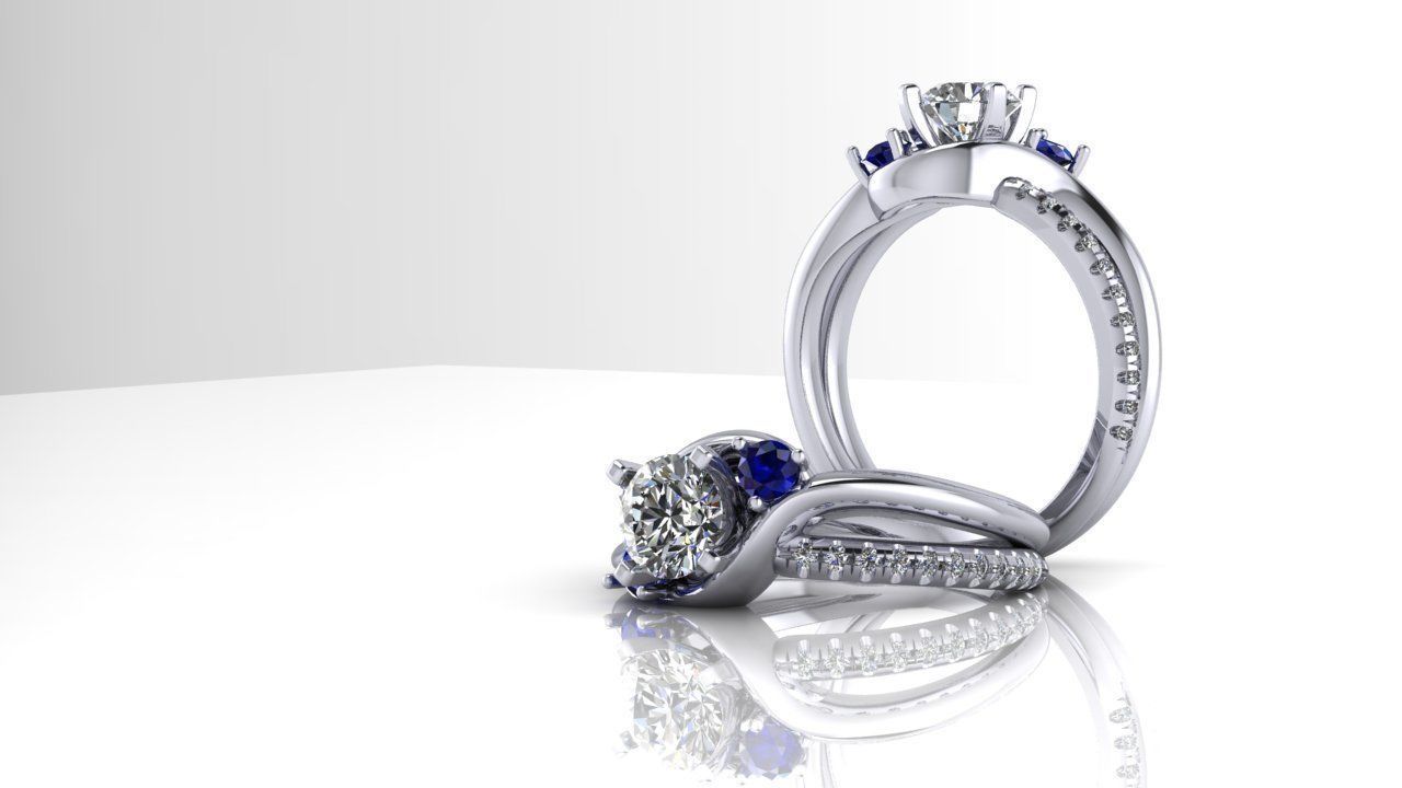 Bypass Engagement Ring Low-poly 3D model_1
