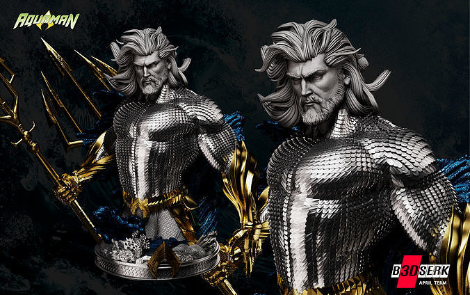 B3DSERK March Term Aquaman  Bust 3D print model Free 3D print model
