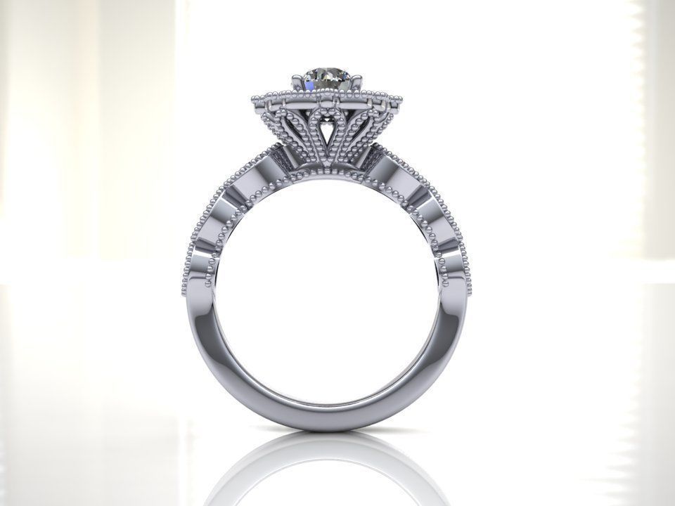 Antique Halo Ring 3D model_1