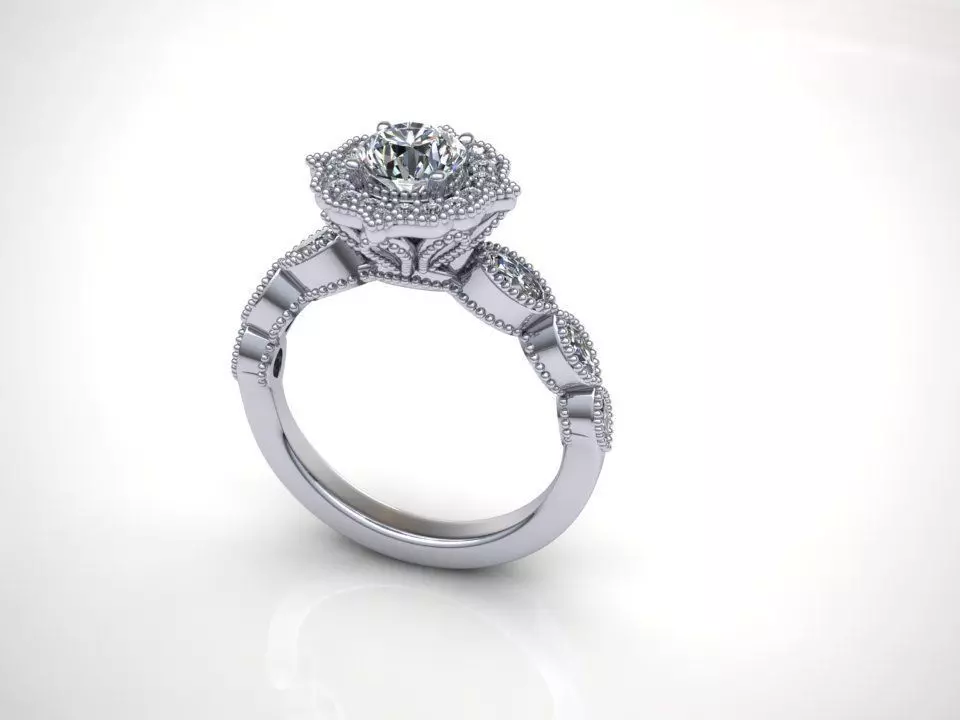 Antique Halo Ring 3D model_0