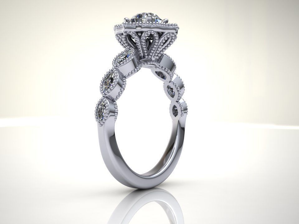 Antique Halo Ring 3D model_2