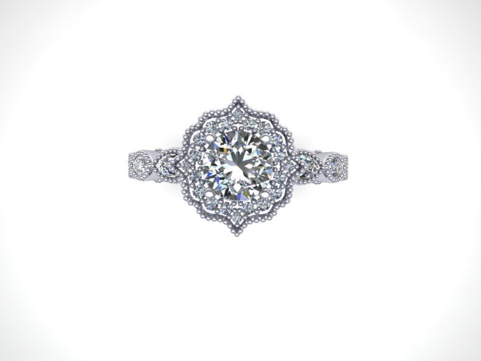 Antique Halo Ring 3D model_4