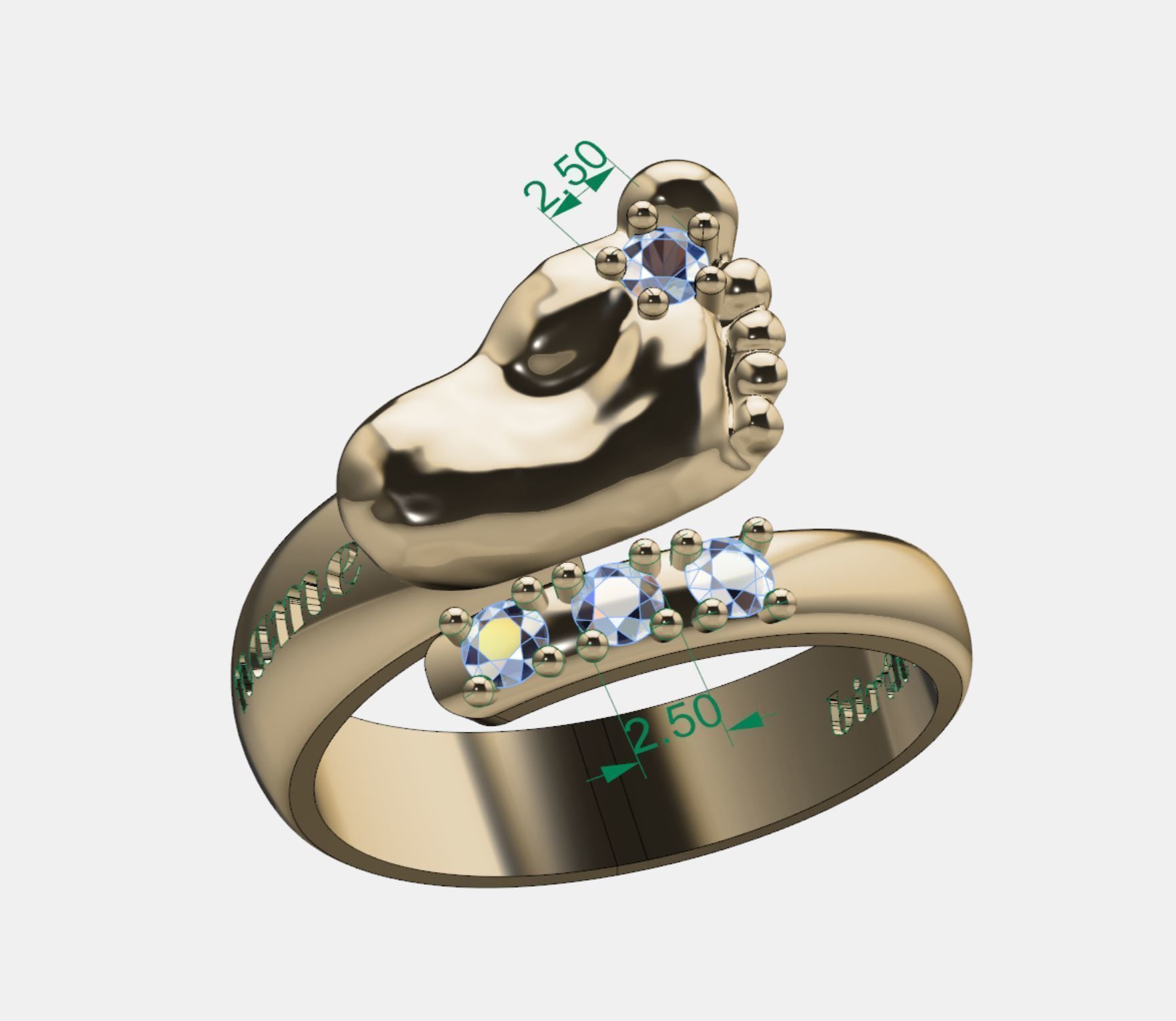 baby foot ring 3D print model_5