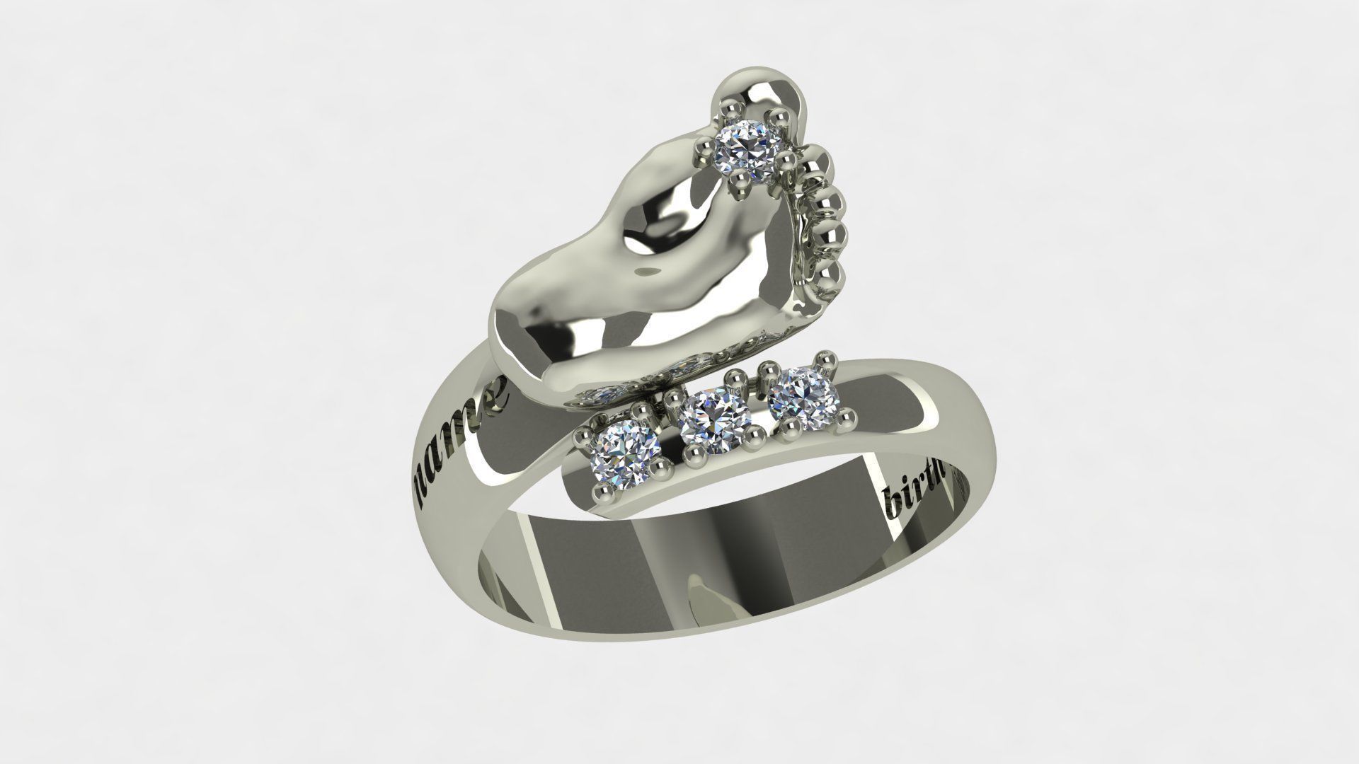 baby foot ring 3D print model_3