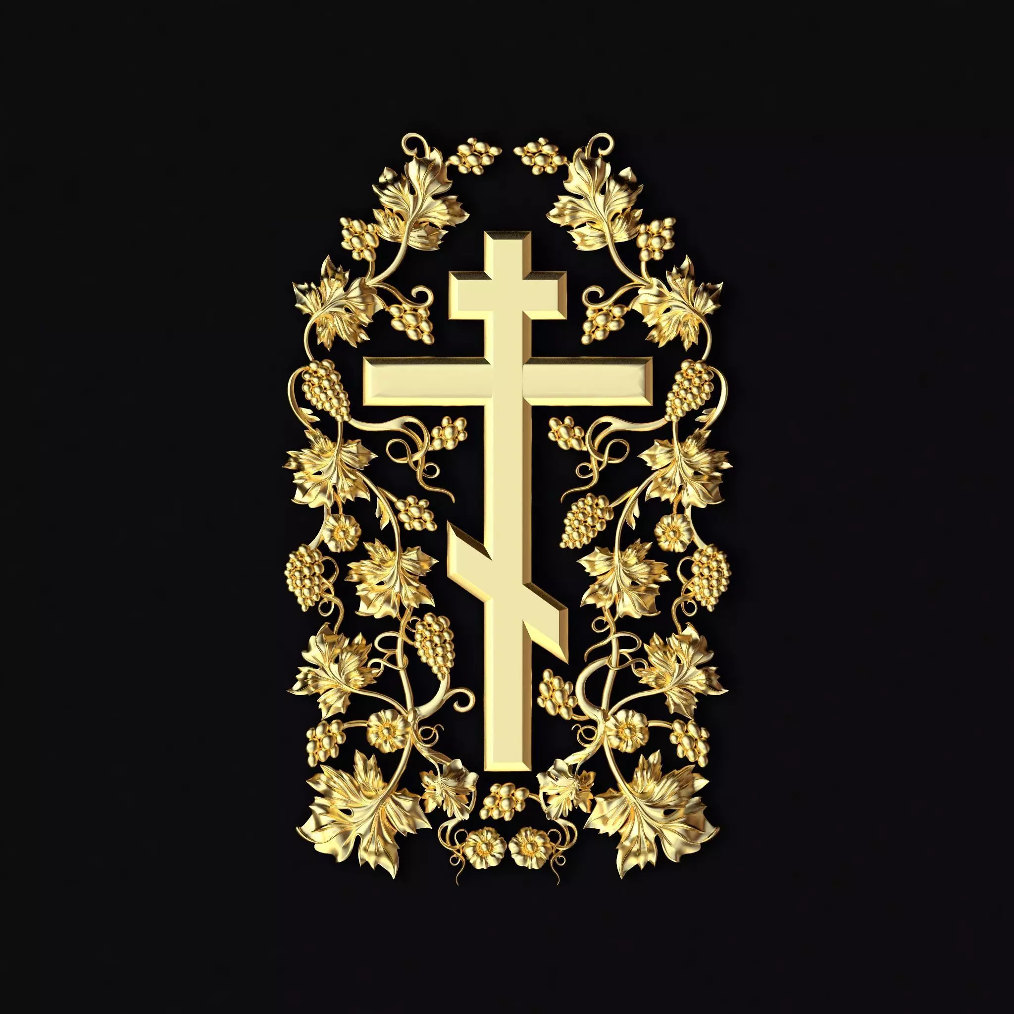 dekor gold cross 3D model_0