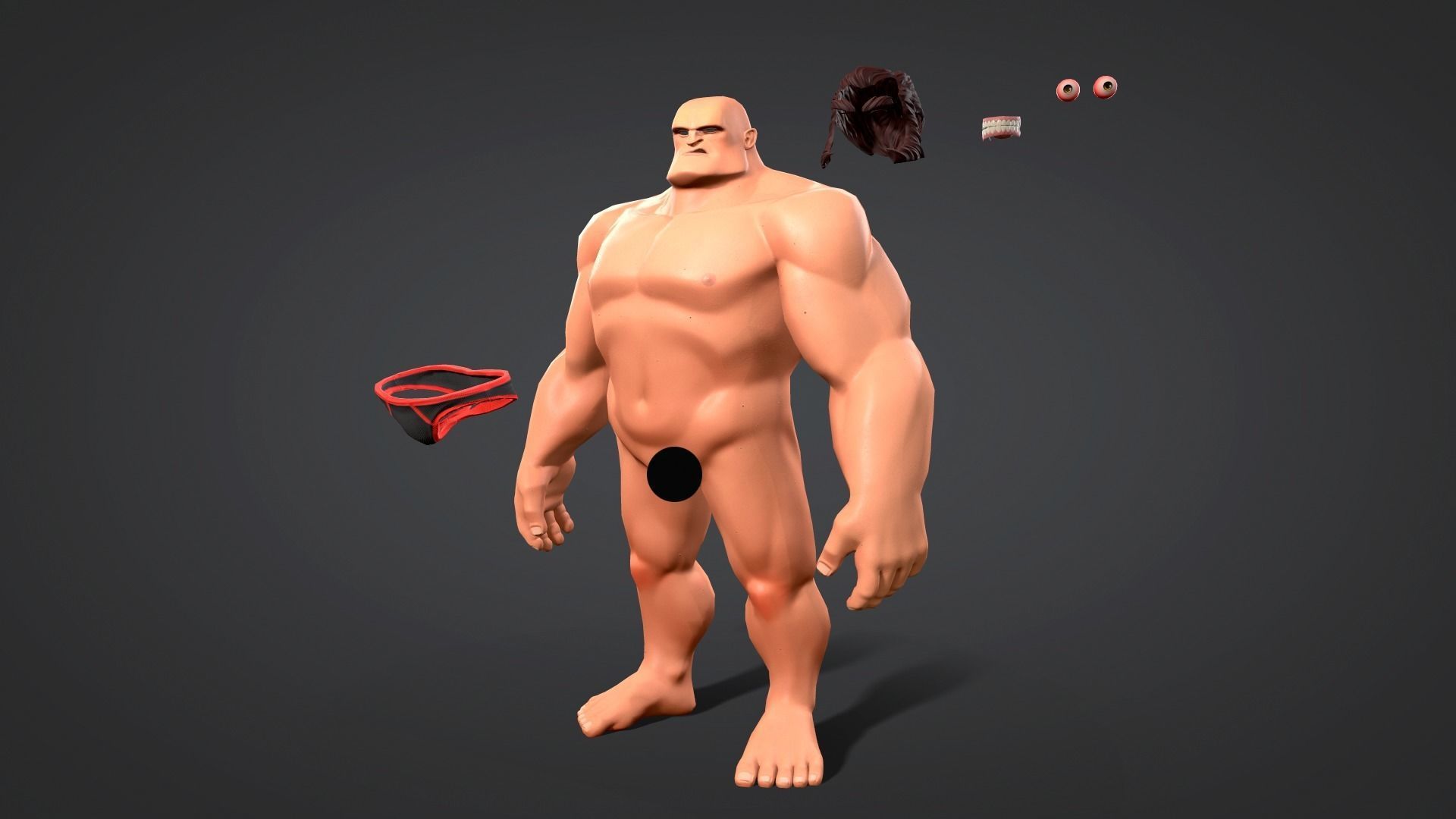 Cartoon male character Herman  Low-poly 3D model_7