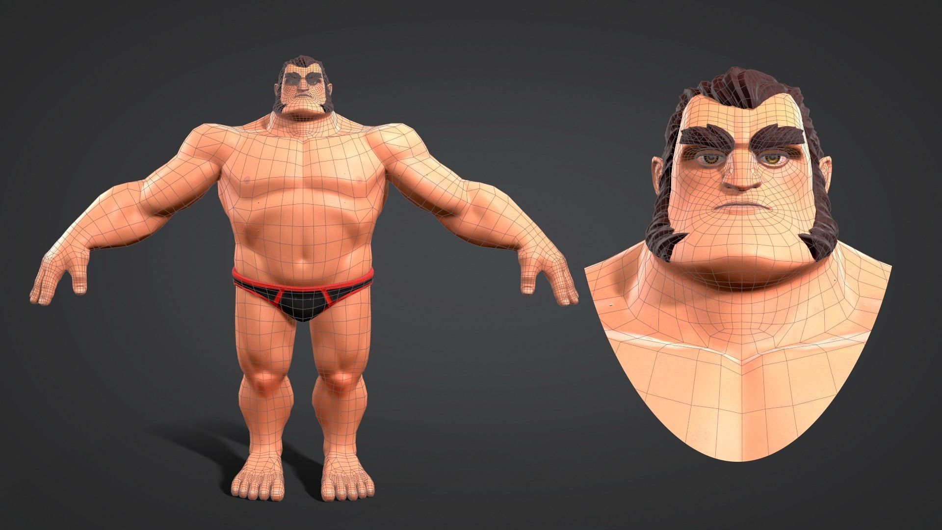 Cartoon male character Herman  Low-poly 3D model_4