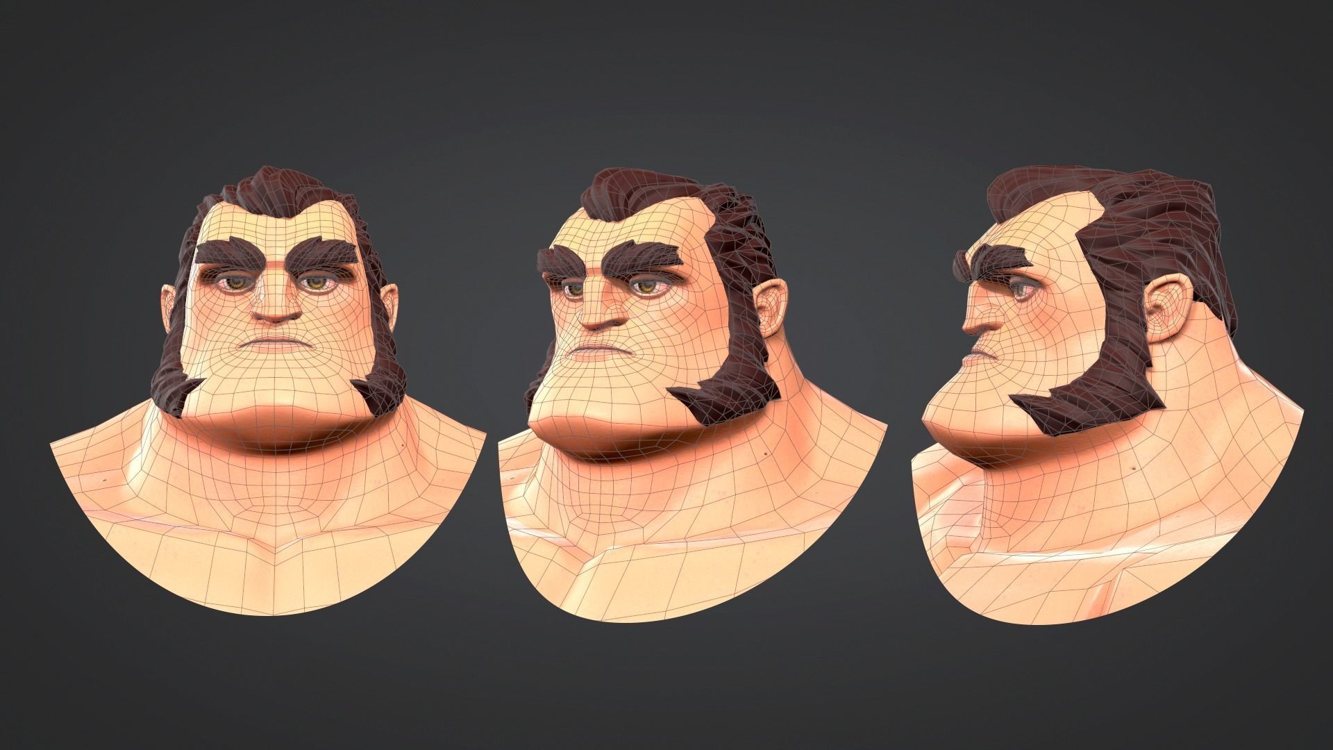 Cartoon male character Herman  Low-poly 3D model_6