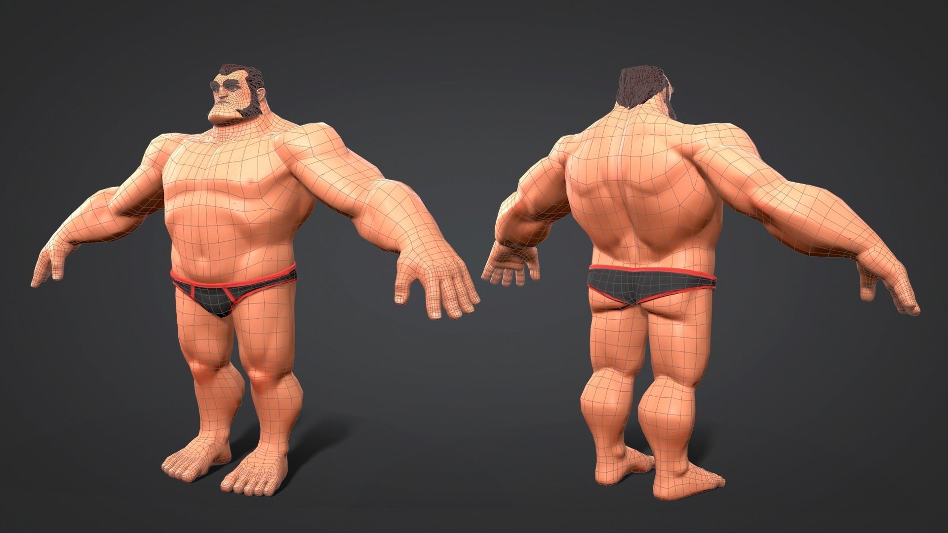 Cartoon male character Herman  Low-poly 3D model_3