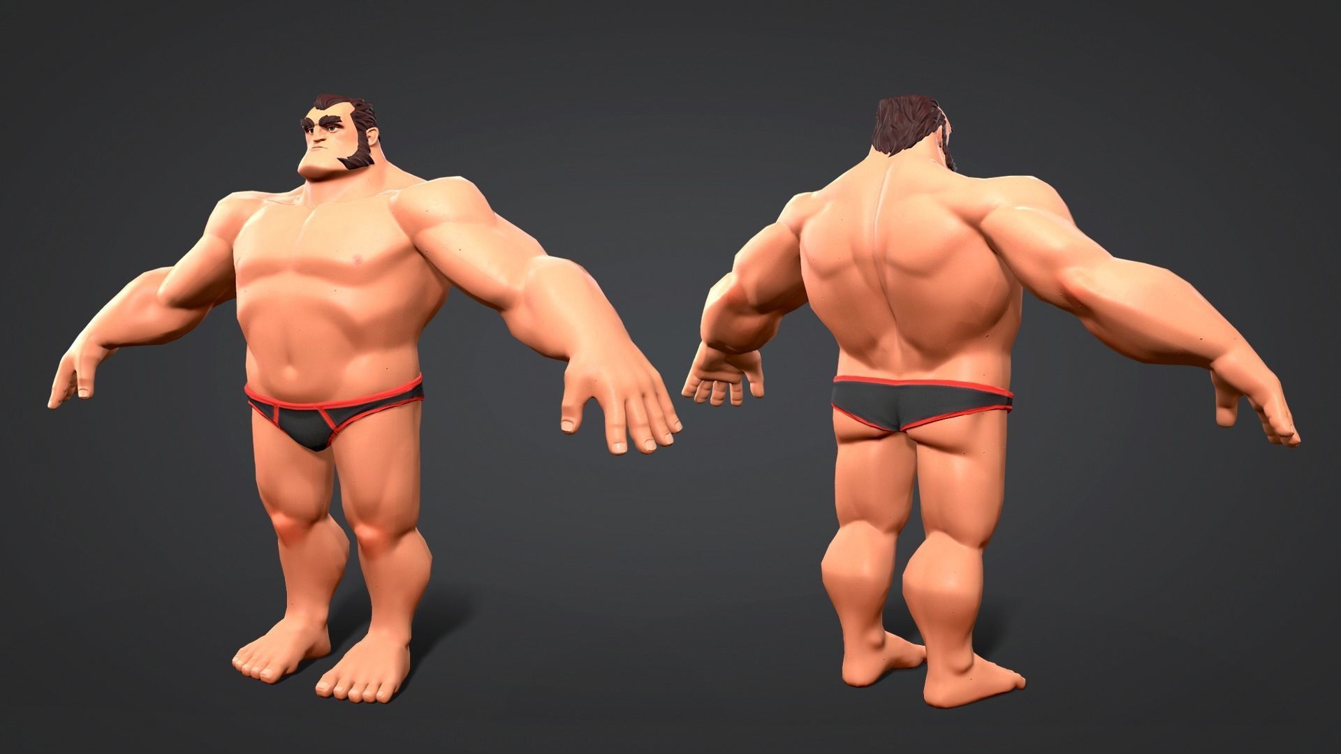 Cartoon male character Herman  Low-poly 3D model_2