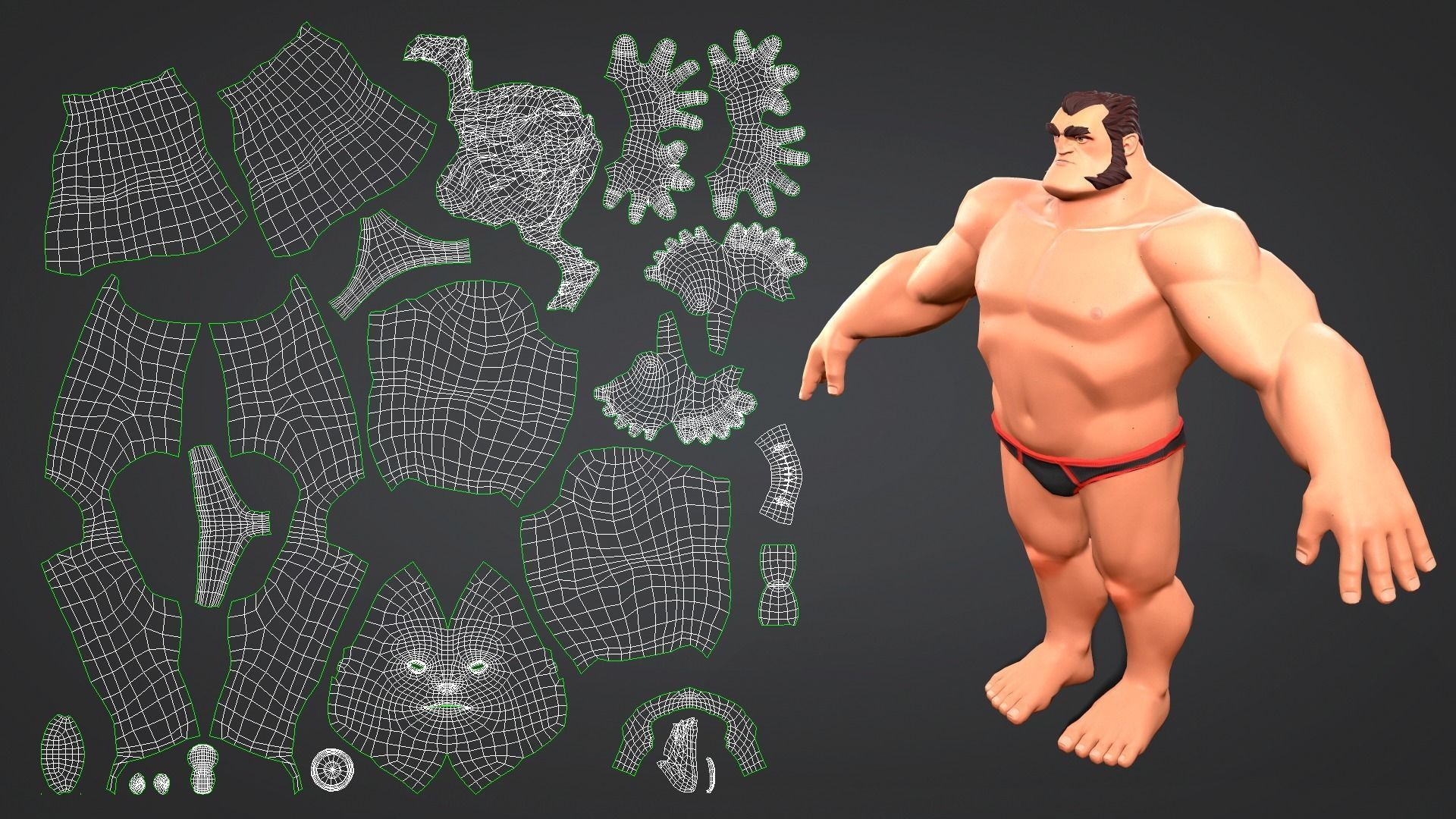 Cartoon male character Herman  Low-poly 3D model_8