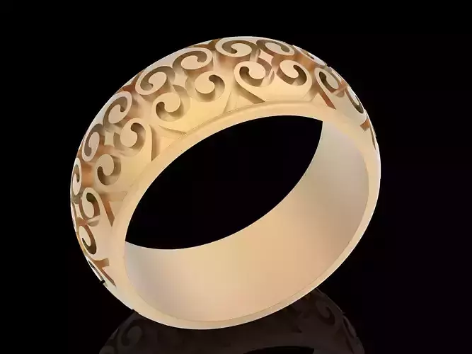 Ornamental carving ring silver gold  printable jewelry 3D model