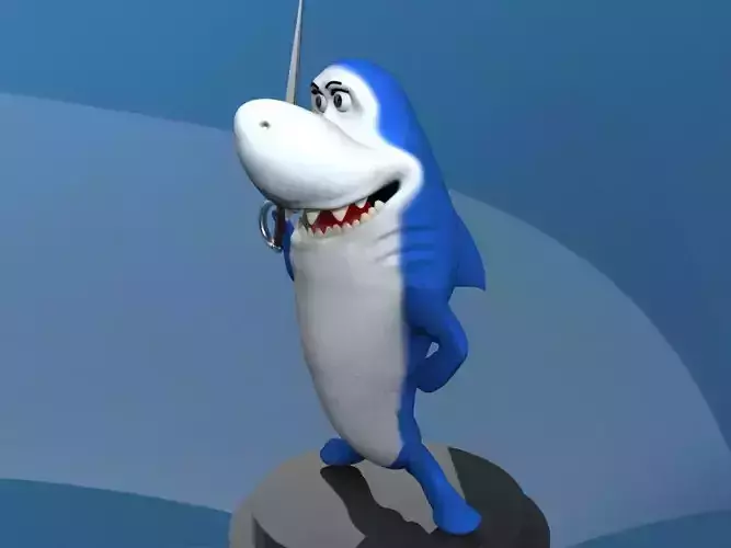 Jabberjaw shark figurine holding sword