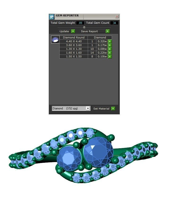 Ring200 gold diamond ring with two stones 3D print model_6