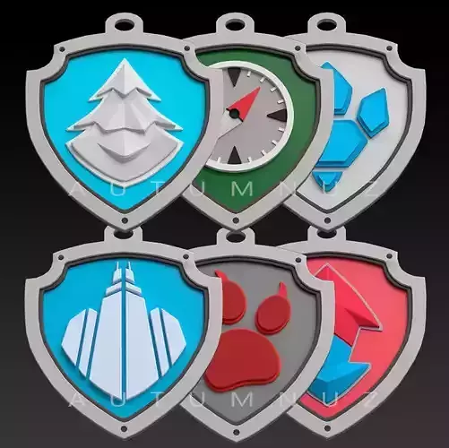 PAW PATROL BADGES SET 2 3D print model