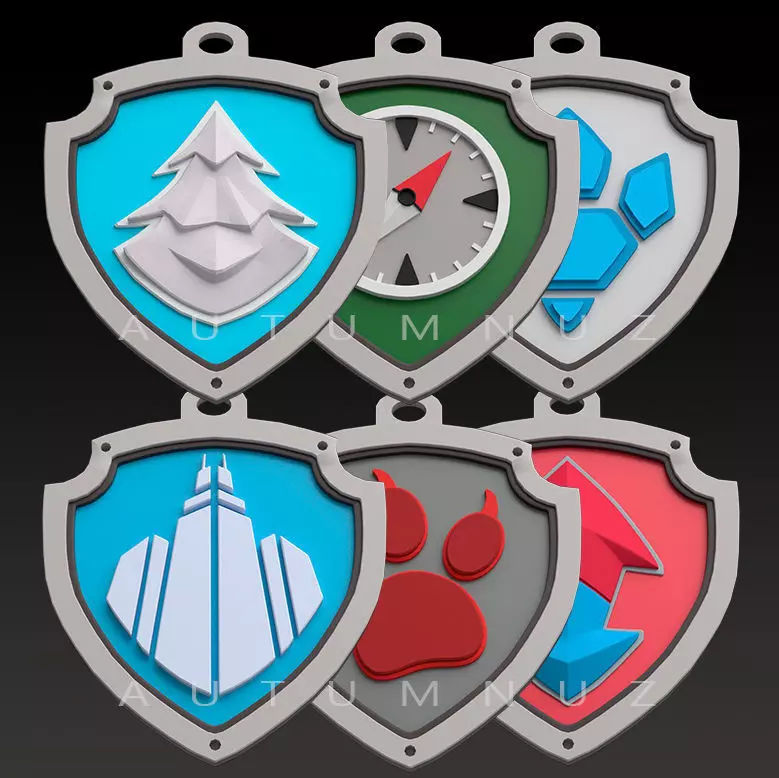PAW PATROL BADGES SET 2 3D print model_0