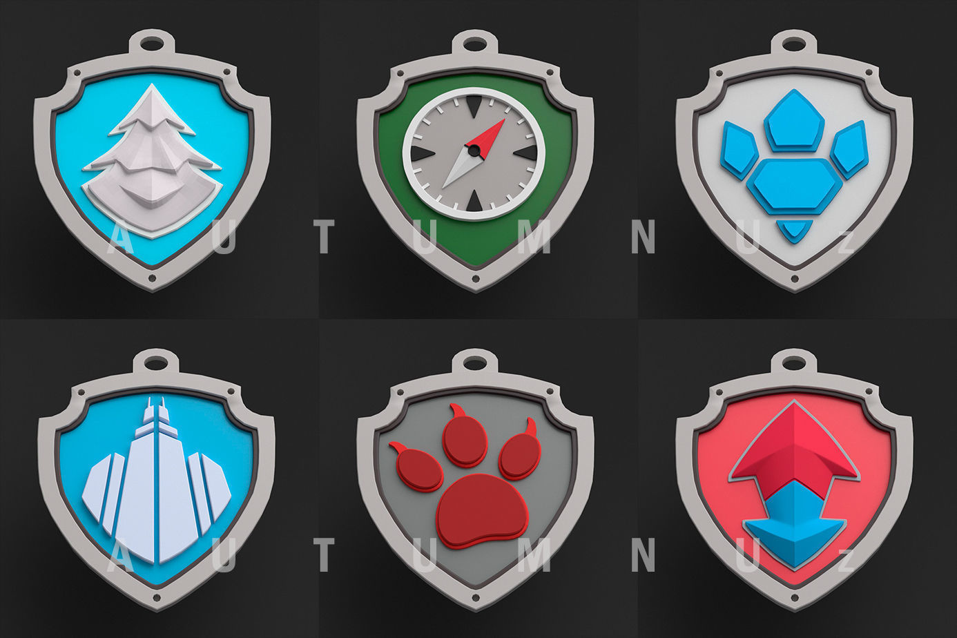 PAW PATROL BADGES SET 2 3D print model_1