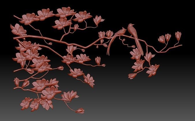 Birds on twigs 3D print model