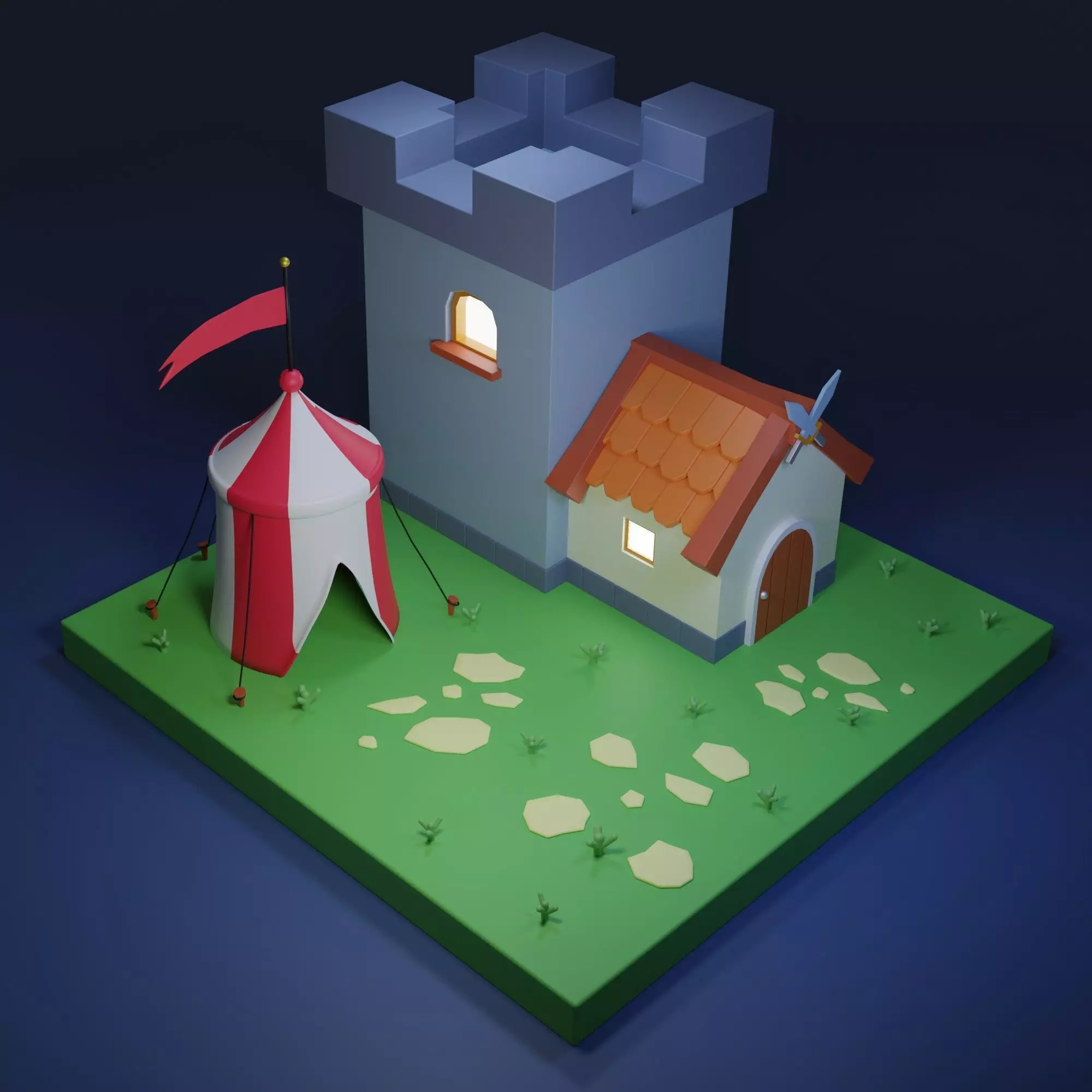 Medieval town Free 3D model