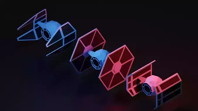 TIE FIGHTERS LOW POLY Low-poly 3D model