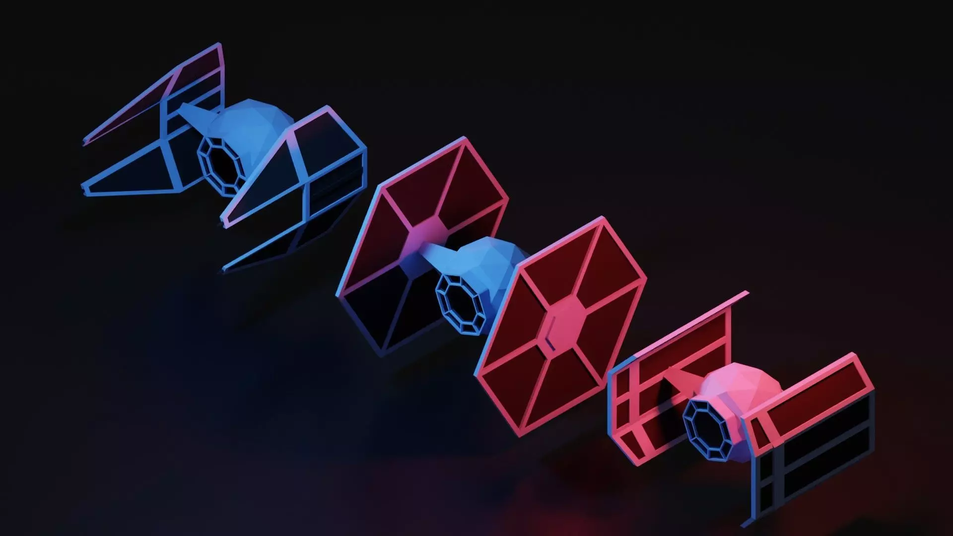TIE FIGHTERS LOW POLY Low-poly 3D model_0