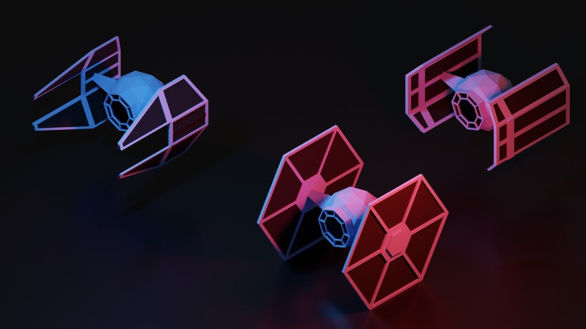 TIE FIGHTERS LOW POLY Low-poly 3D model_1