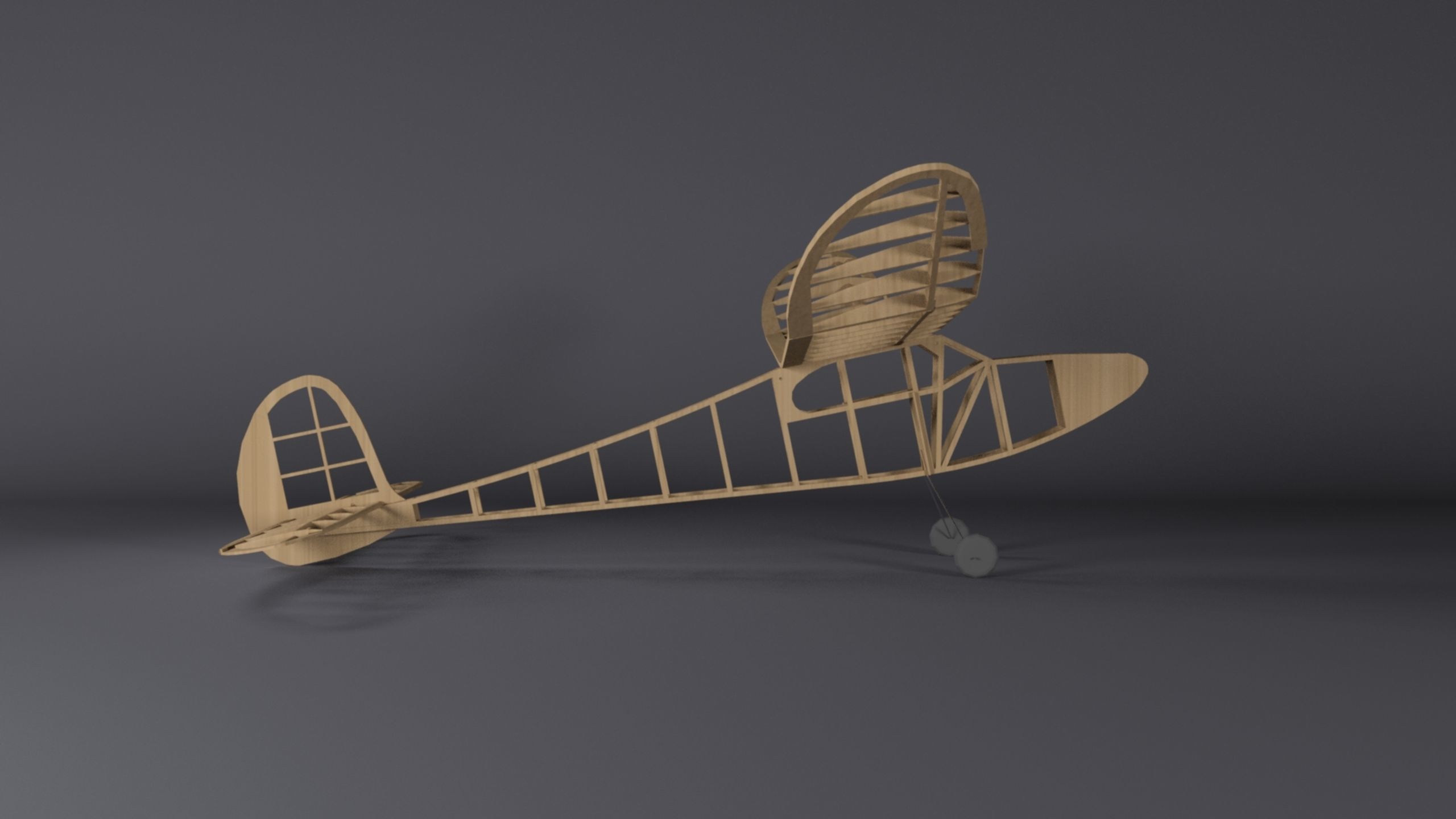 JABBERWOCK 125 EP Balsa Wood RC Plane Low-poly 3D model_2