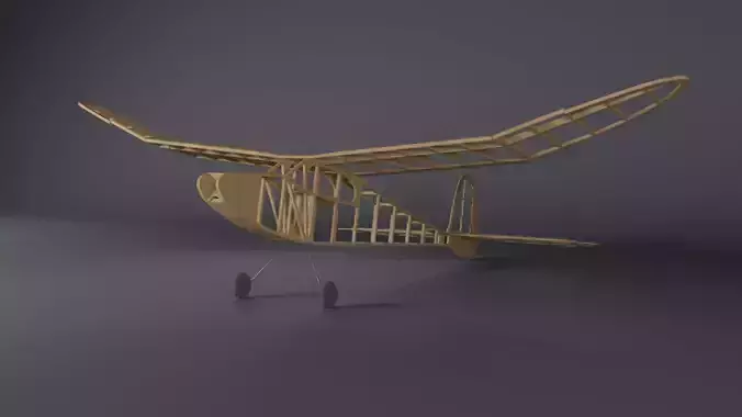 JABBERWOCK 125 EP Balsa Wood RC Plane Low-poly 3D model