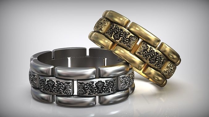 Link Ring Watch Bracelet Pattern Wedding Band 3D print model