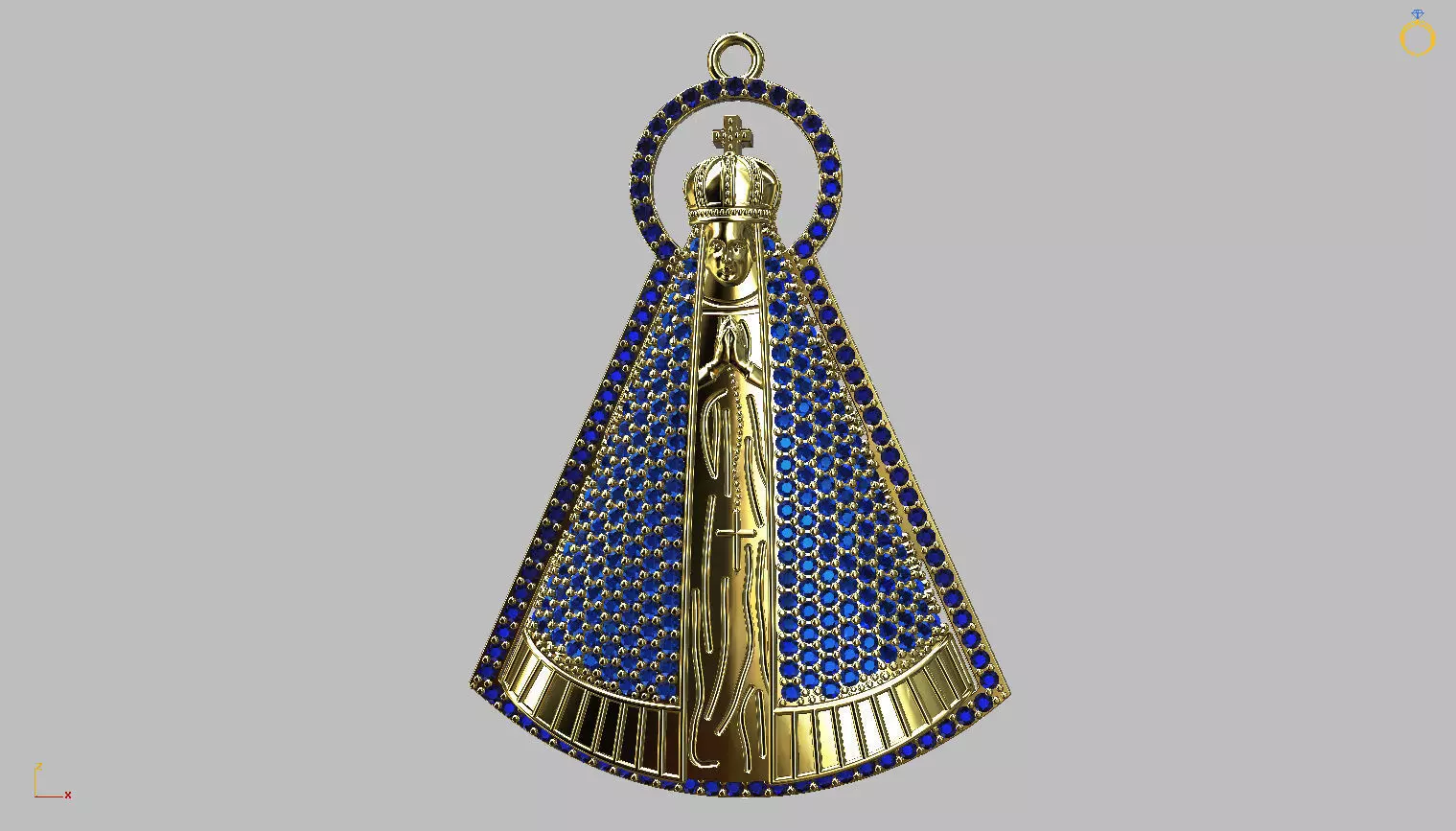 Our Lady of Aparecida Engraved Pendant - Nossa Senhora - 50mm 3D print model