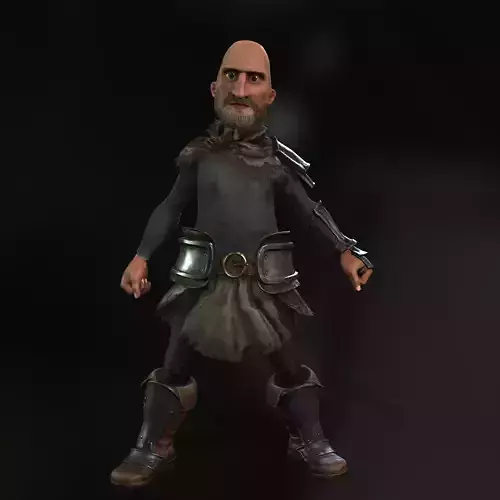 Viking Bold Dwarf Warrior Character Animated 3D model