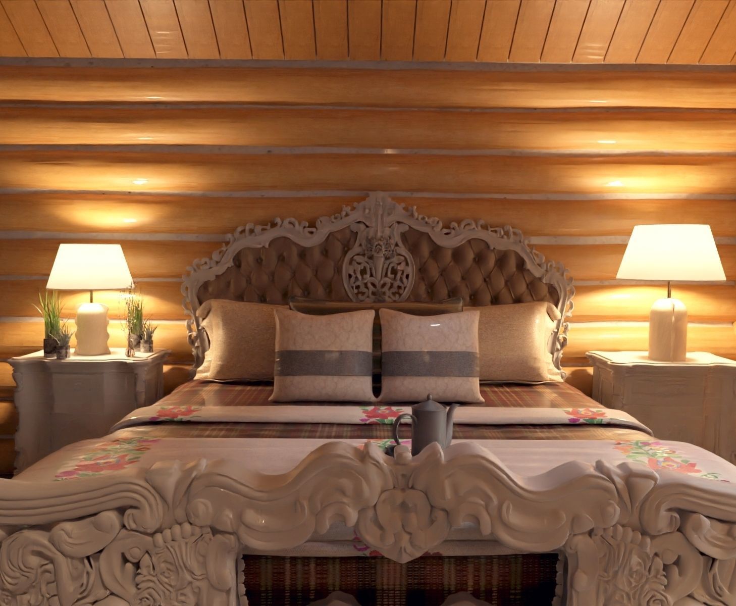 Wooden Cabin Interior 3d model Low-poly 3D model_3